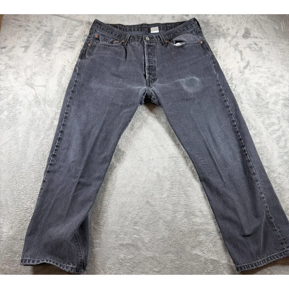 Vtg Levi's 501 Faded Black Jeans 38x30 (36x29) Button Fly